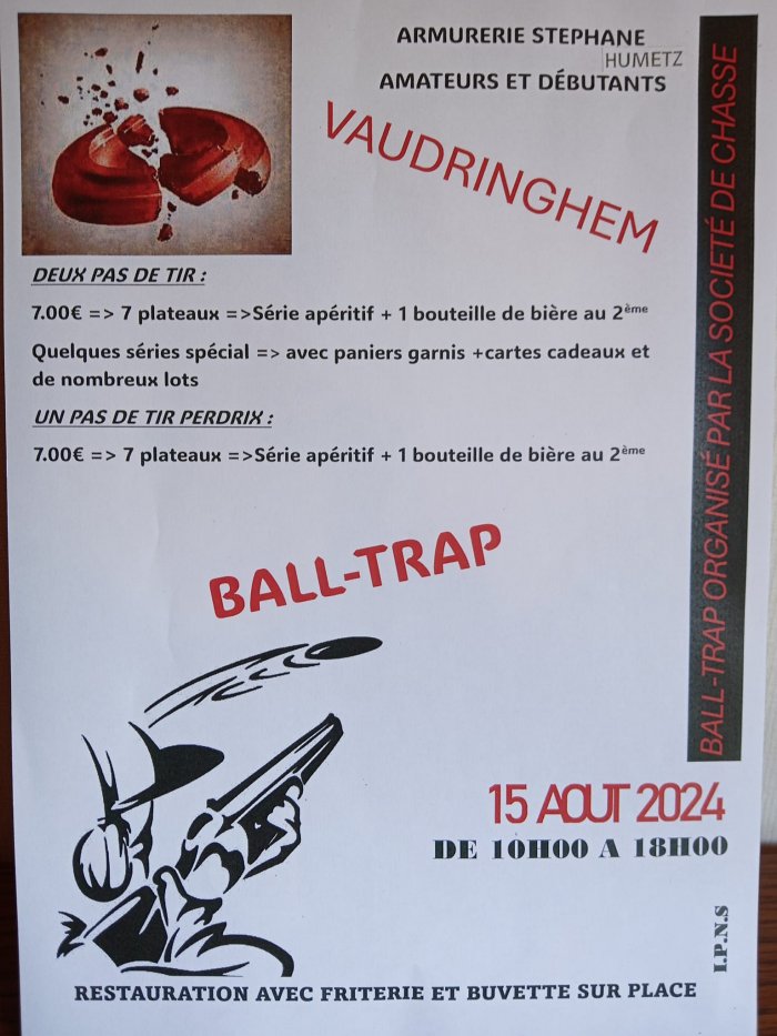 Ball-trap à Vaudringhem le 15 août de 10h à 18h