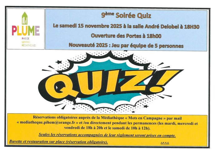 Soirée Quiz le 15 novembre à Pihem