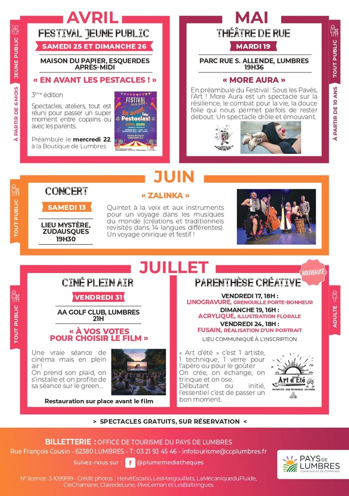 Festival jeune public, théâtre de rue, concert, ciné plein air et parenthèses créatives